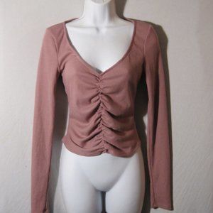 Anthro Out From Under Ruched Thermal Crop Top S